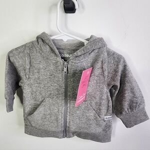 Terry Knit Hoodie Full Zip, Heathered Gray, 3-6m